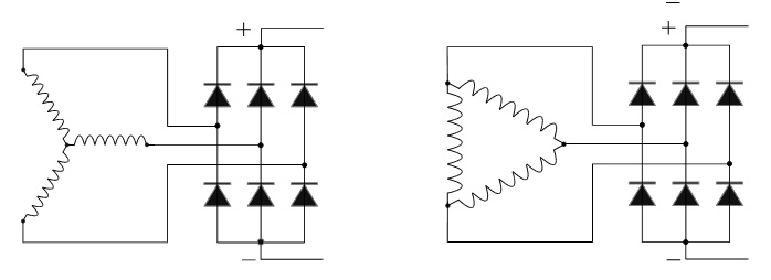 Схема генератора треугольником и звездой